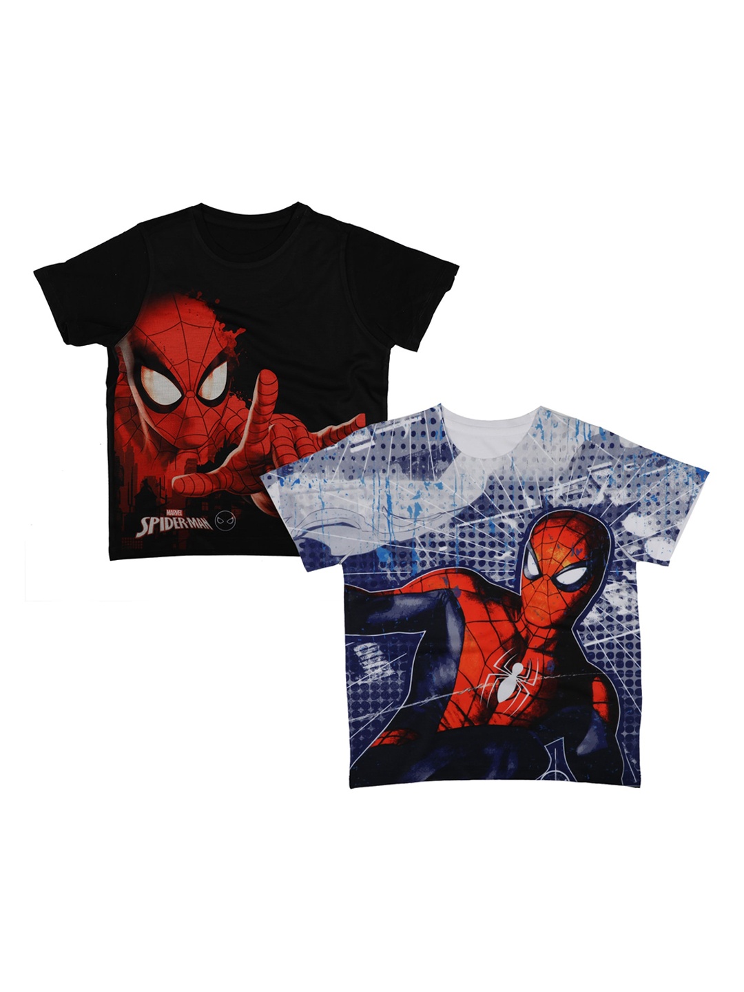 

Marvel by Wear Your Mind Boys Pack Of 2 Black Spiderman Printed Round Neck T-shirts