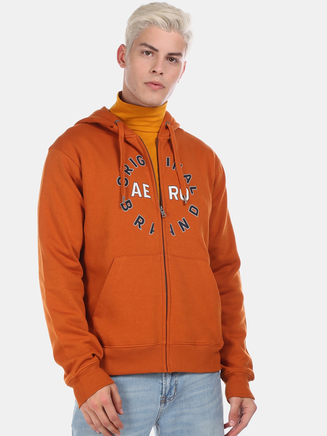 

Aeropostale Men Brown Solid Sweatshirt