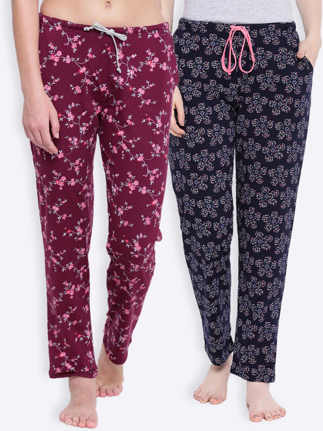 

Kanvin Women Pack Of 2 Printed Lounge Pants, Maroon