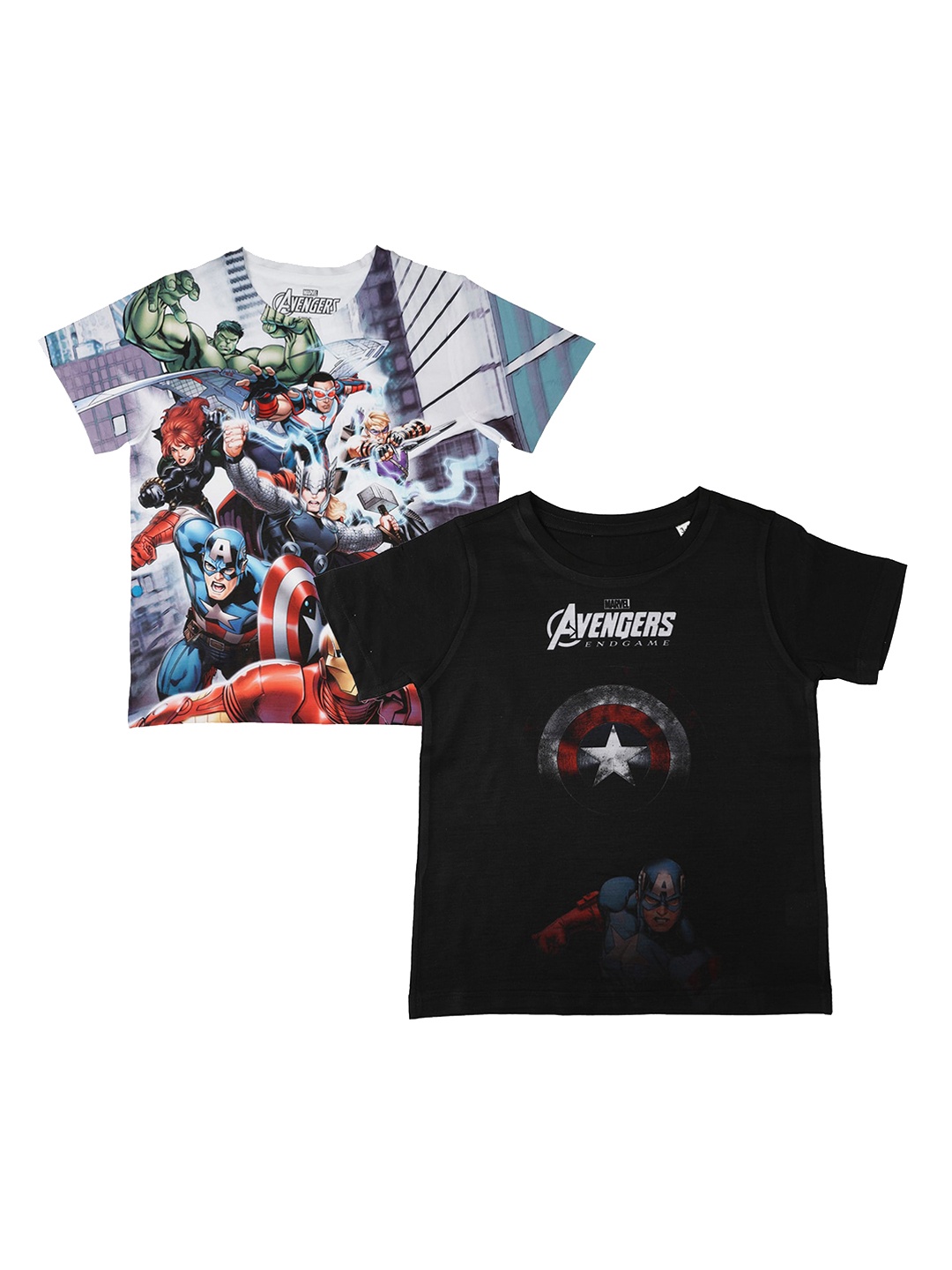

Marvel by Wear Your Mind Boys Pack of 2 Printed Round Neck T-shirts, White