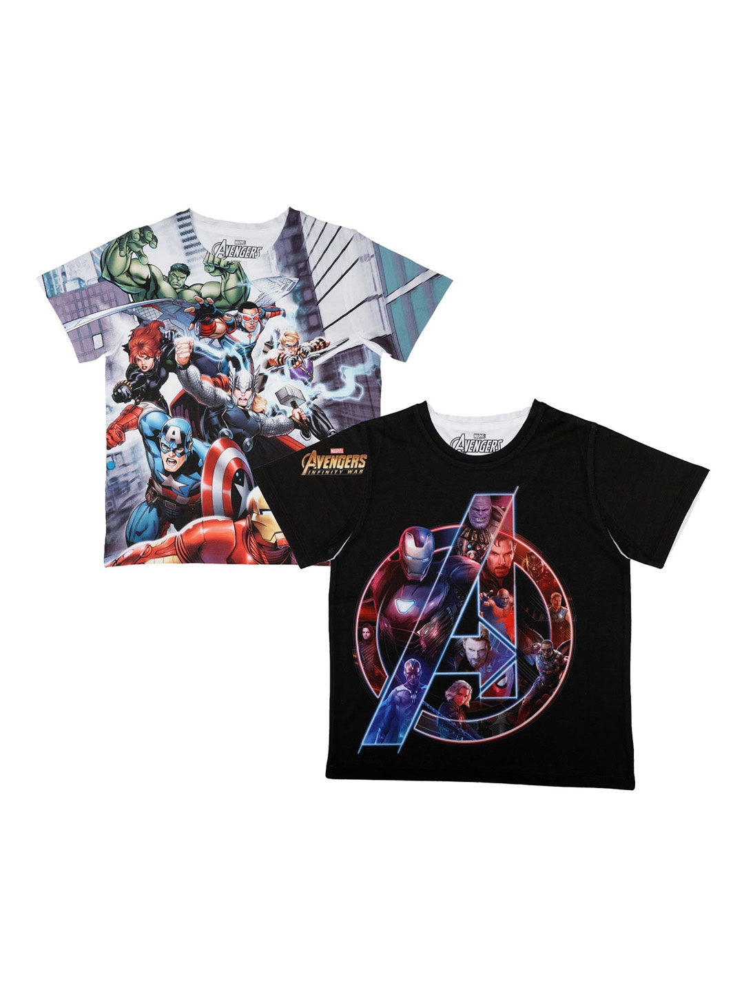 

Marvel by Wear Your Mind Boys Pack of 2 Printed Round Neck T-shirt, White