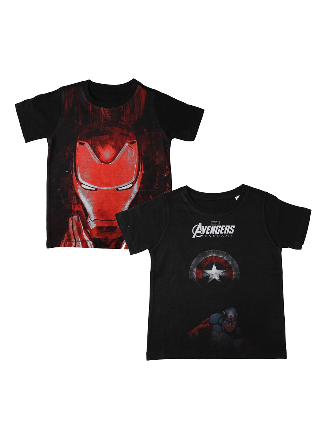 

Marvel by Wear Your Mind Boys Pack Of 2 Black Printed Round Neck T-shirts