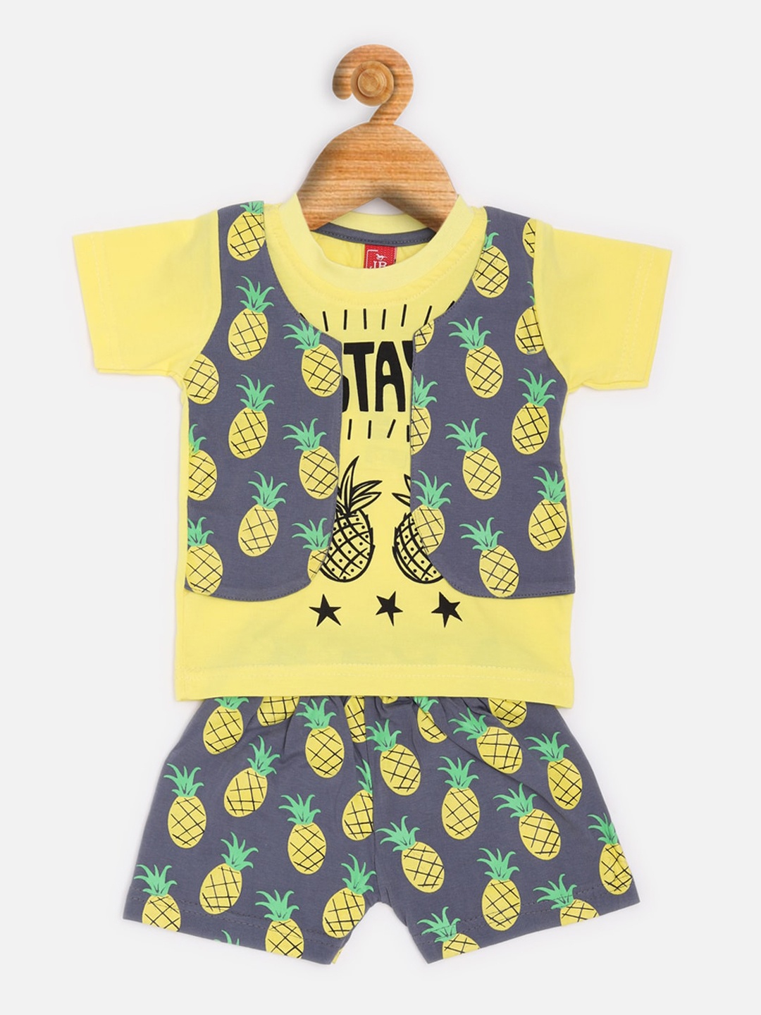 

Jaybee Boys Yellow & Grey Printed T-shirt with Shorts