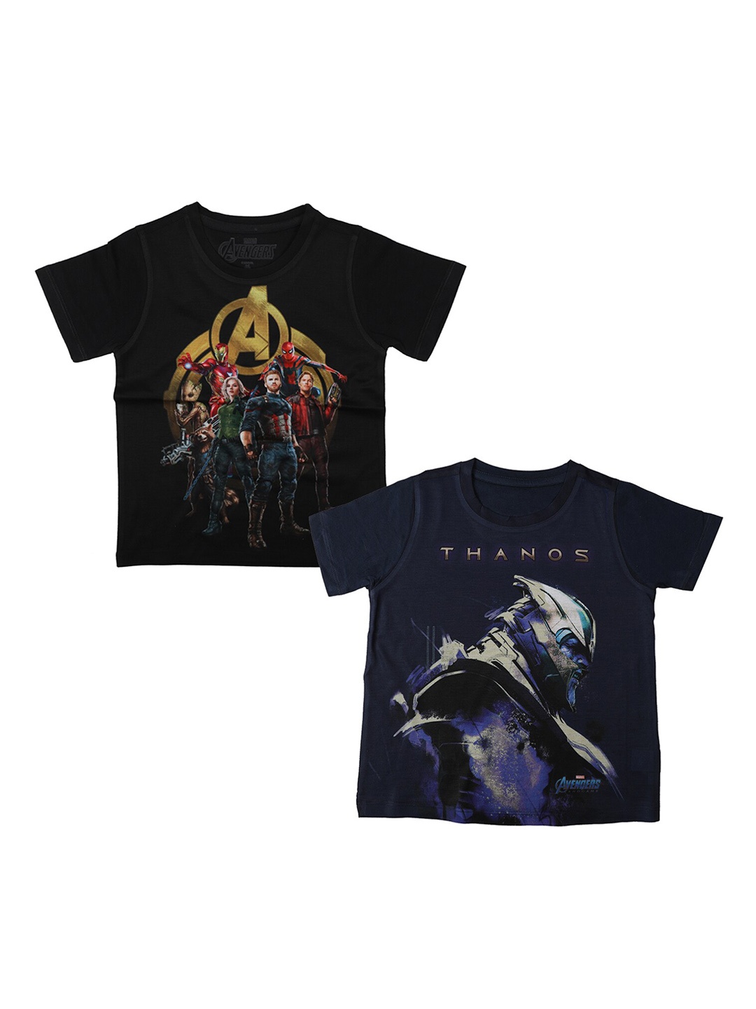 

Marvel by Wear Your Mind Boys Pack Of 2 Black Printed Round Neck T-shirts