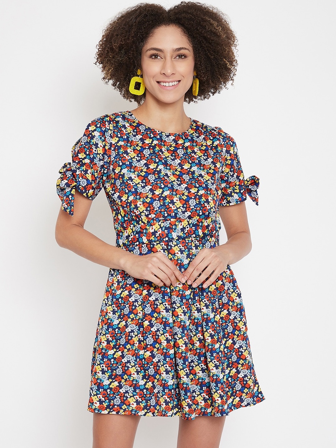 

La Zoire Women Blue Printed Fit and Flare Dress