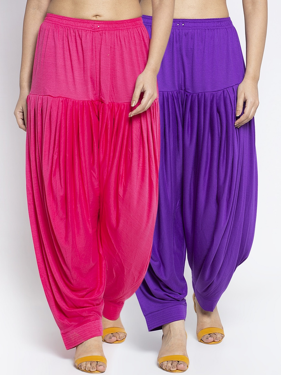 

GRACIT Women Pack of 2 Solid Patialas, Pink