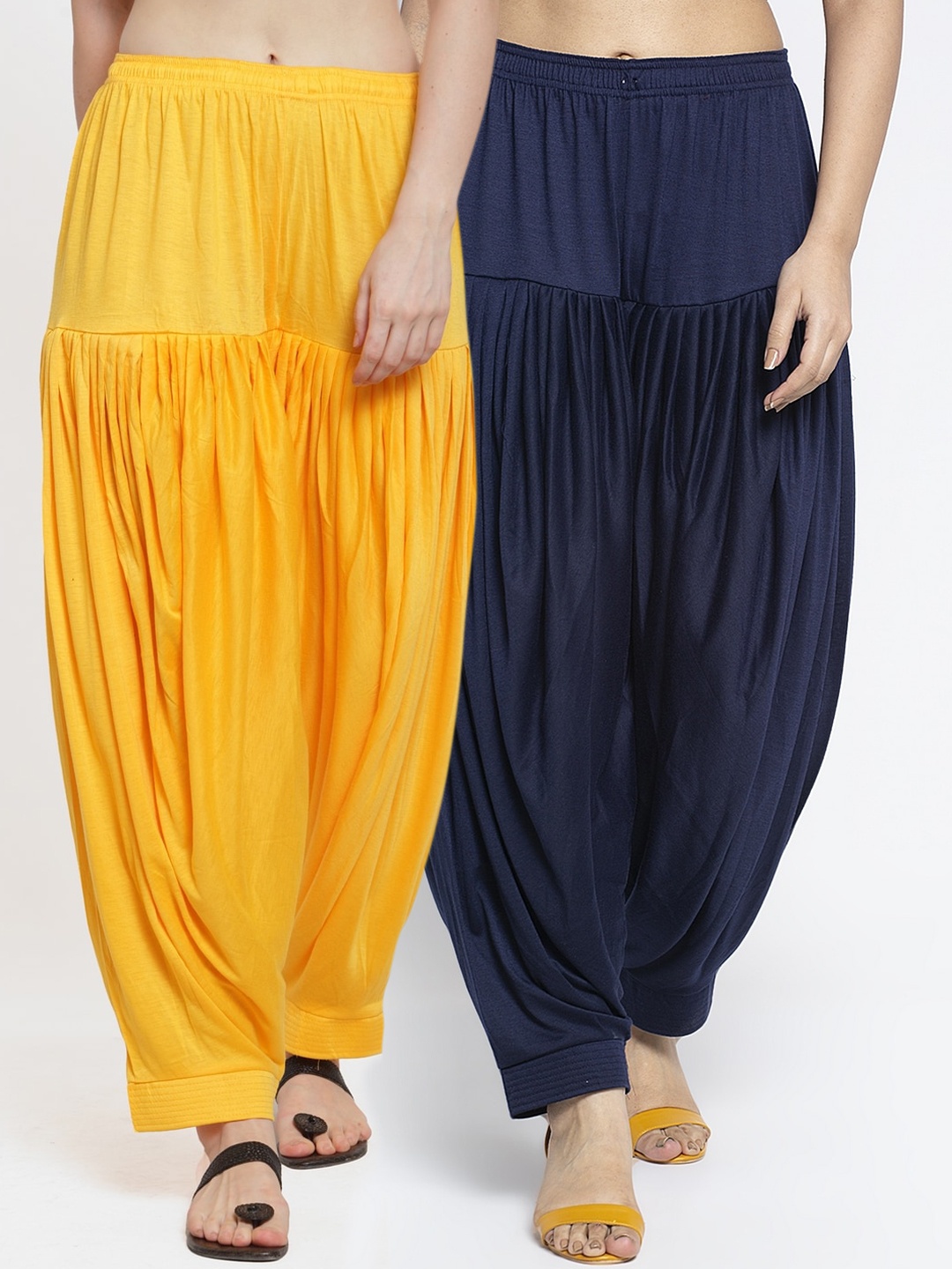 

GRACIT Women Pack of 2 Solid Patialas, Yellow