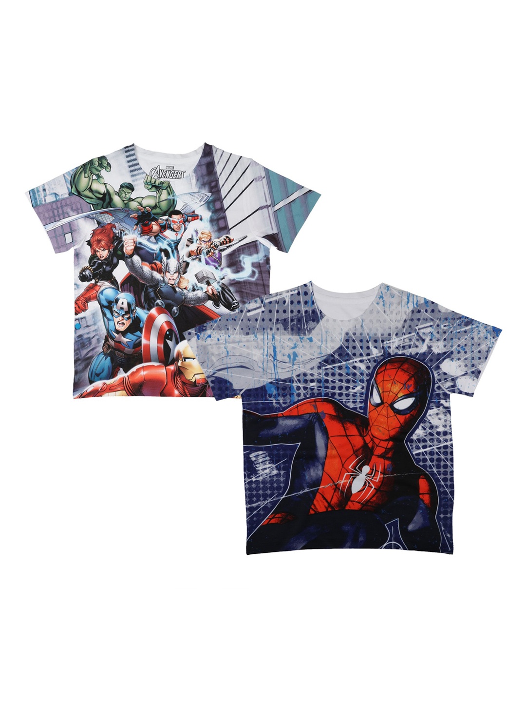 

Marvel by Wear Your Mind Boys Pack Of 2 White Printed Round Neck T-shirts