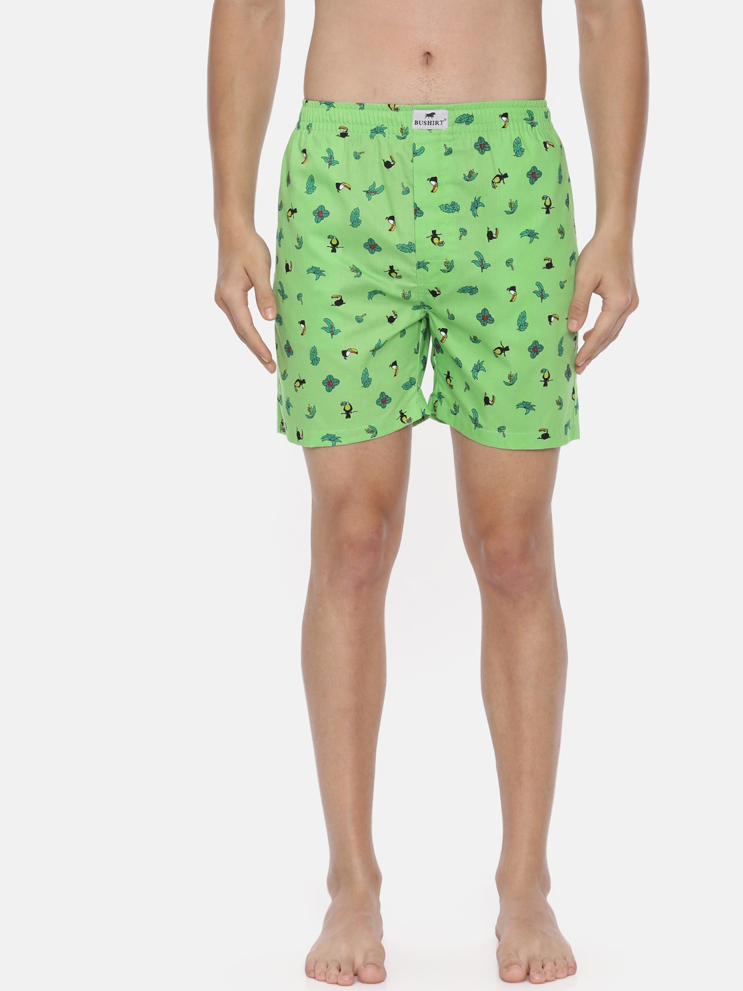 

Bushirt Men Lime Green & Black Printed Boxers BX00160