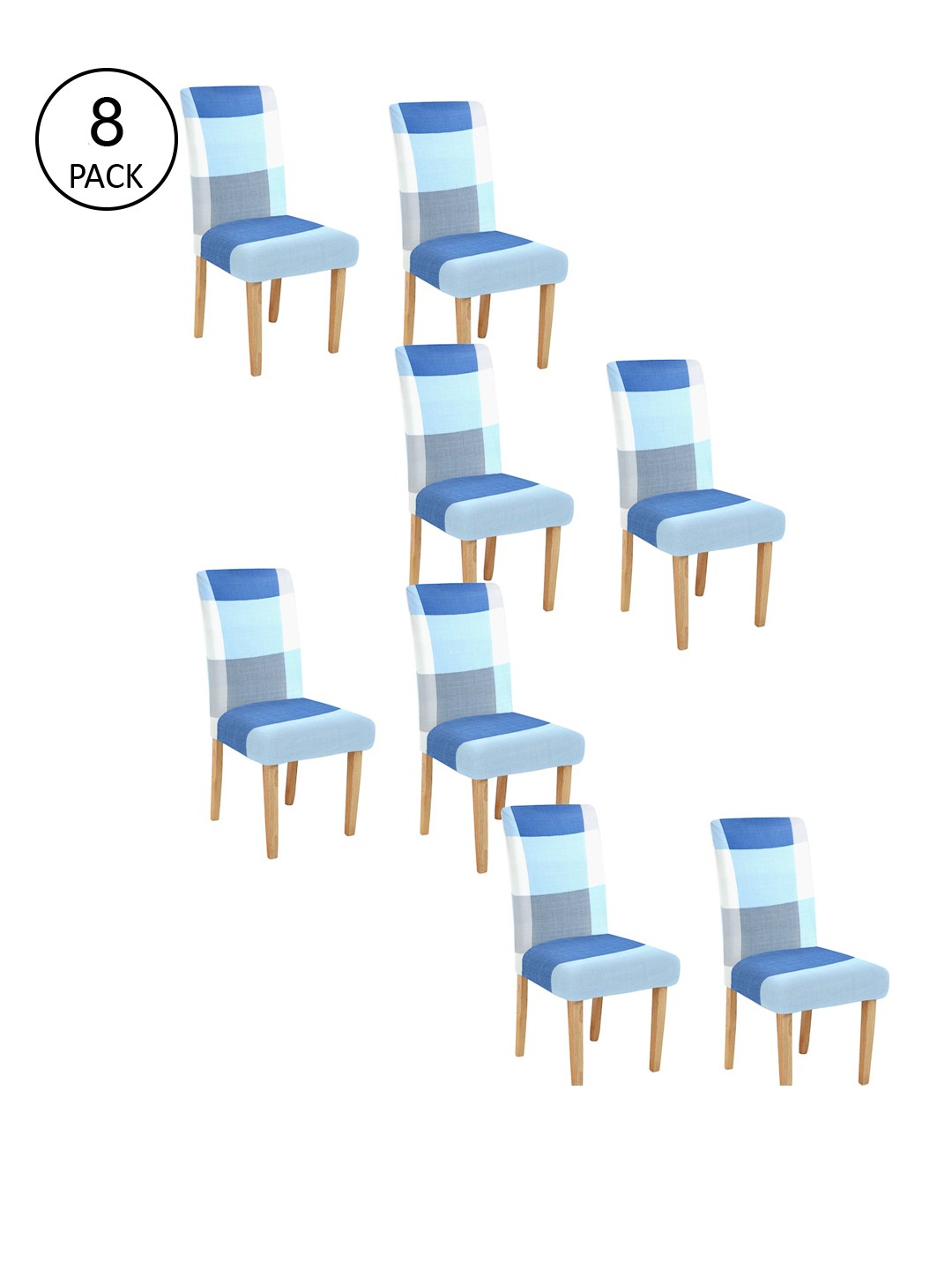 

Cortina Set Of 8 Blue Colourblocked Chair Covers