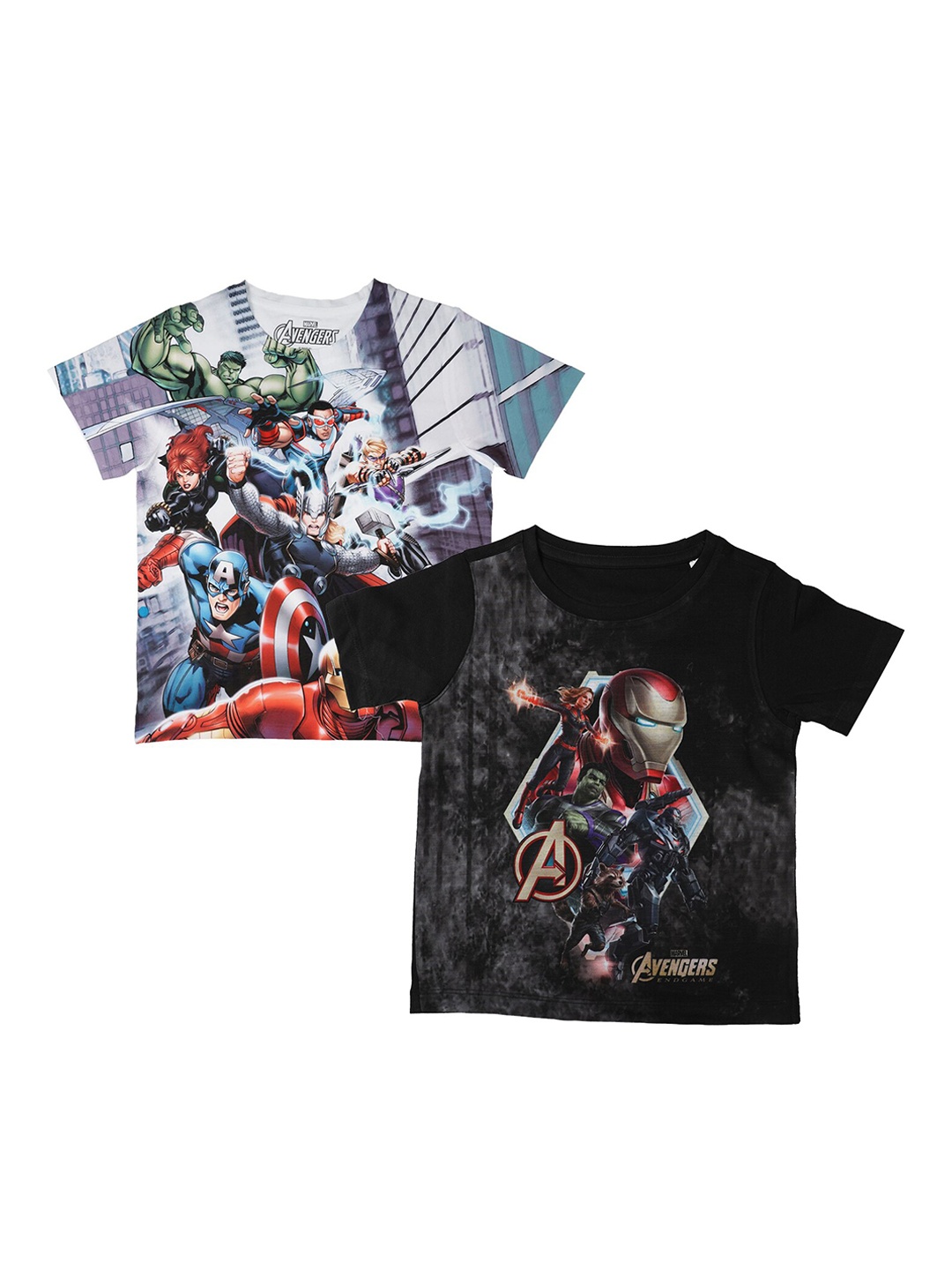Marvel by Wear Your Mind Boys Pack Of 2 White Printed Round Neck T-shirts