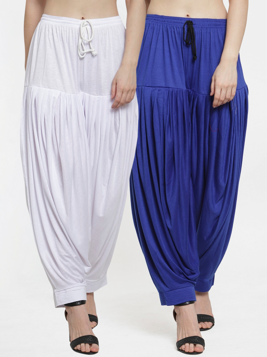

GRACIT Women Pack of 2 Solid Loose Fit Patialas, White
