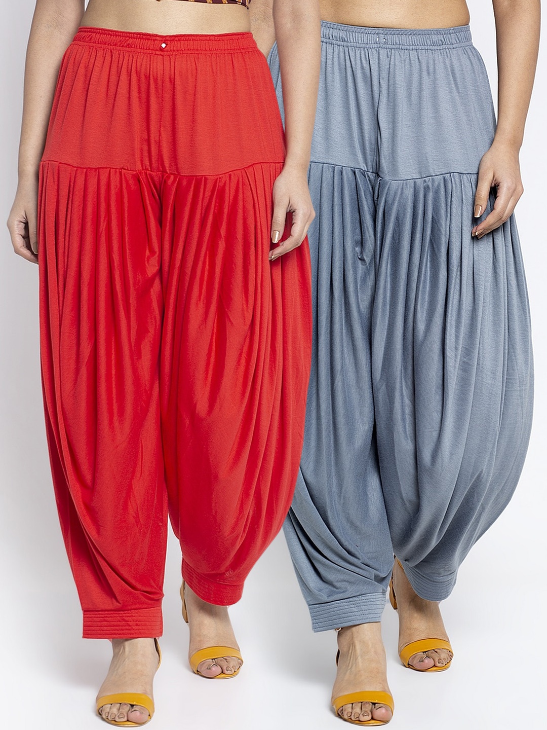 

GRACIT Women Pack Of 2 Solid Loose-Fit Patialas, Red