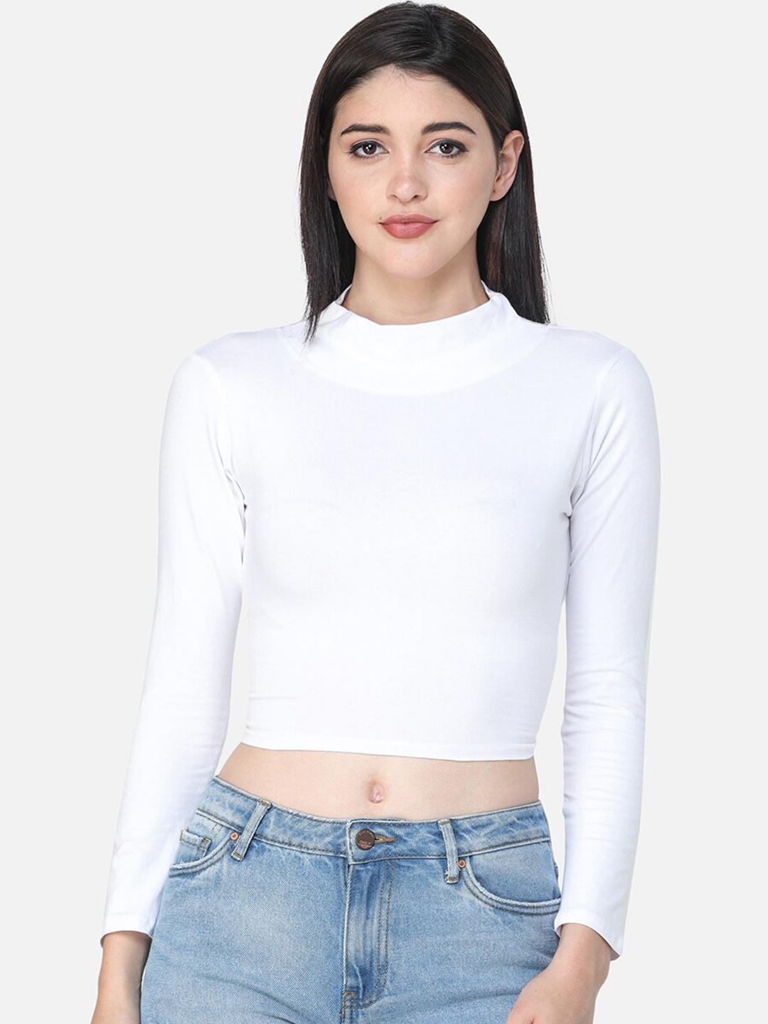 SCORPIUS Women White Solid Fitted Top