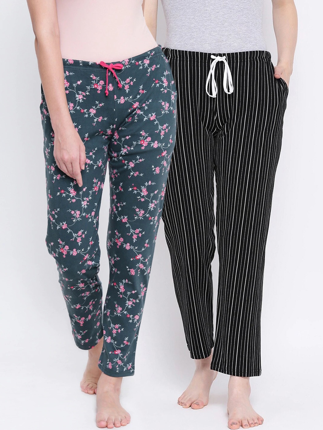 

Kanvin Women Pack of 2 Printed Lounge Pants, Teal