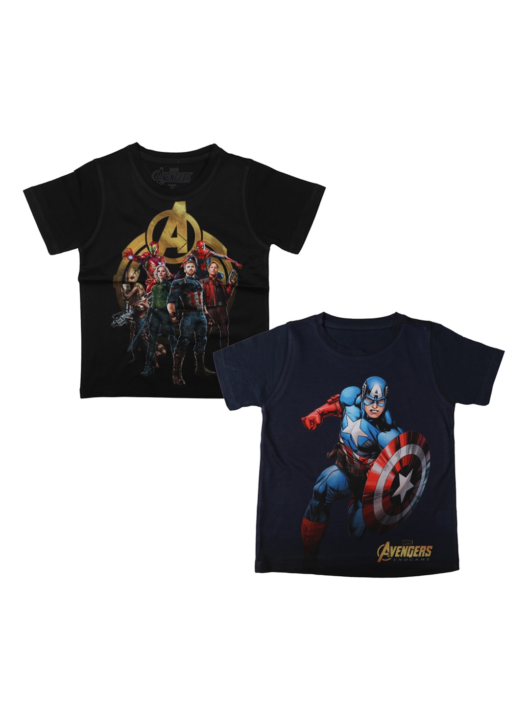 

Marvel by Wear Your Mind Boys Pack Of 2 Black Printed Round Neck T-shirts