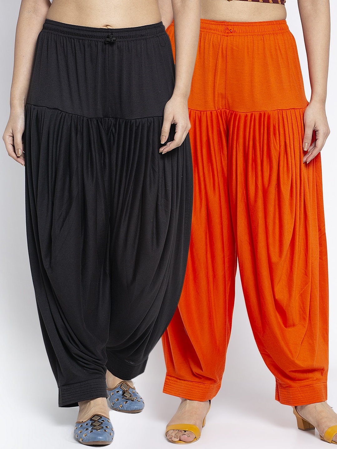 

GRACIT Women Pack Of 2 Solid Loose-Fit Patialas, Black