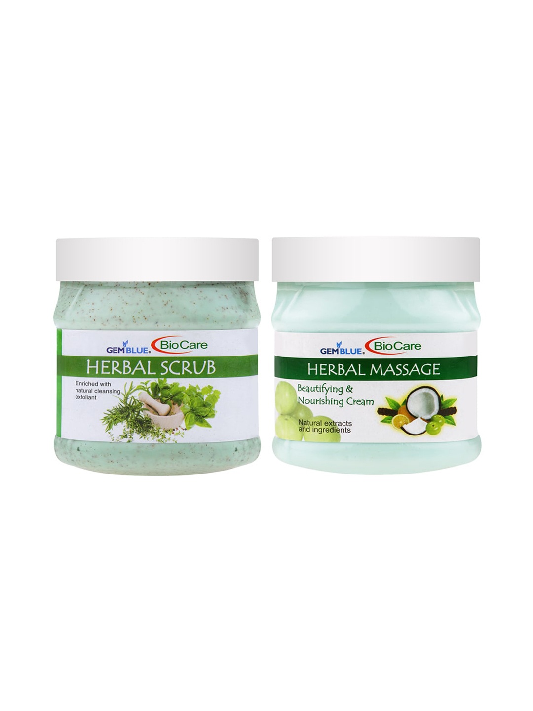 

GEMBLUE BioCare Set Of Herbal Scrub & Cream 500ml Each, Blue
