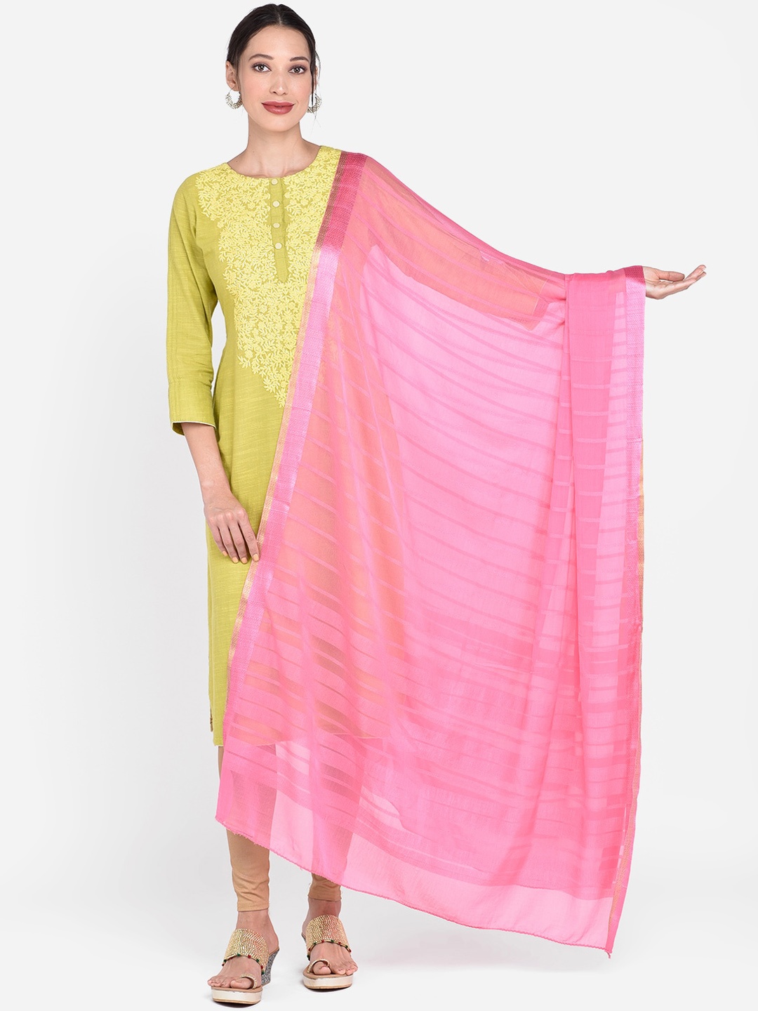 

Dupatta Bazaar Pink Solid Dupatta
