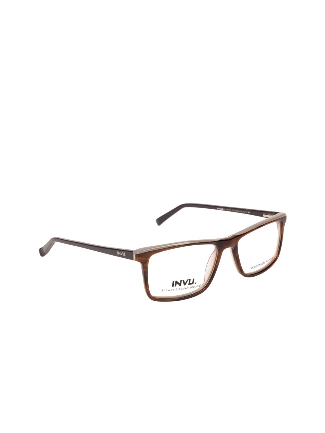 

INVU Unisex Brown & Black Abstract Full Rim Rectangle Frames A4009B