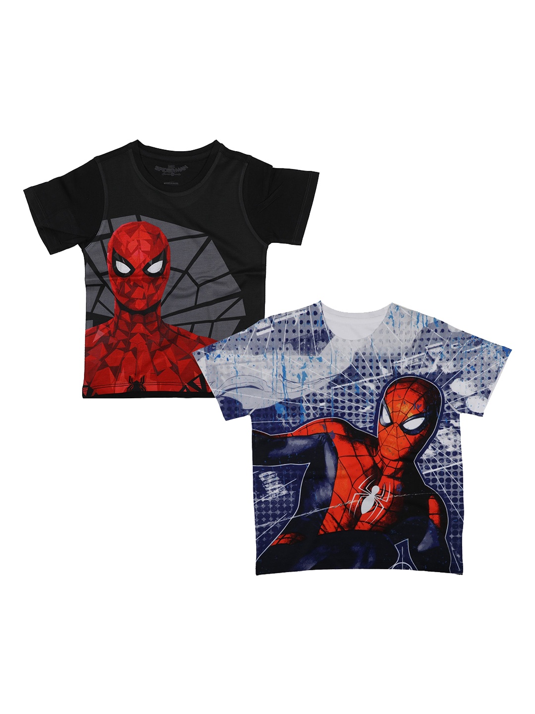 

Marvel by Wear Your Mind Boys Black and White Set of 2 Spiderman Printed T-shirt