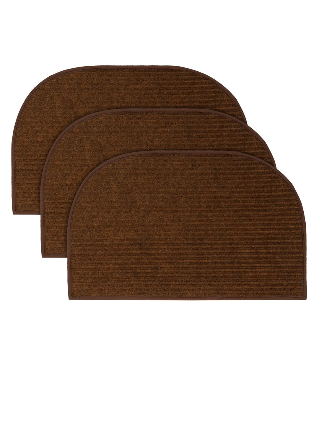 Kuber Industries Set of 3 Brown Solid Anti-Skid Doormats