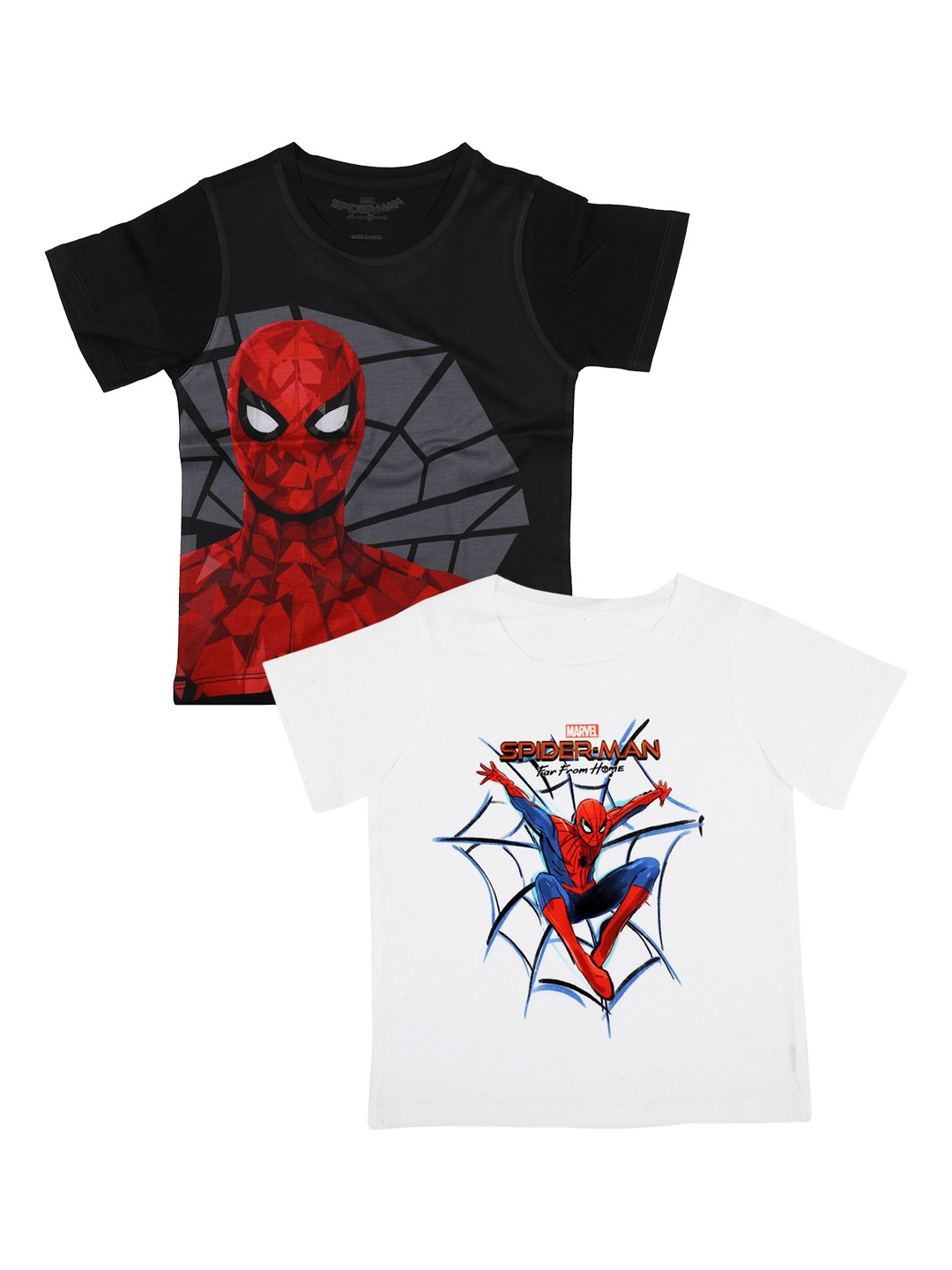 

Marvel by Wear Your Mind Boys Pack Of 2 Avengers Spiderman Printed Round Neck T-shirts, Black