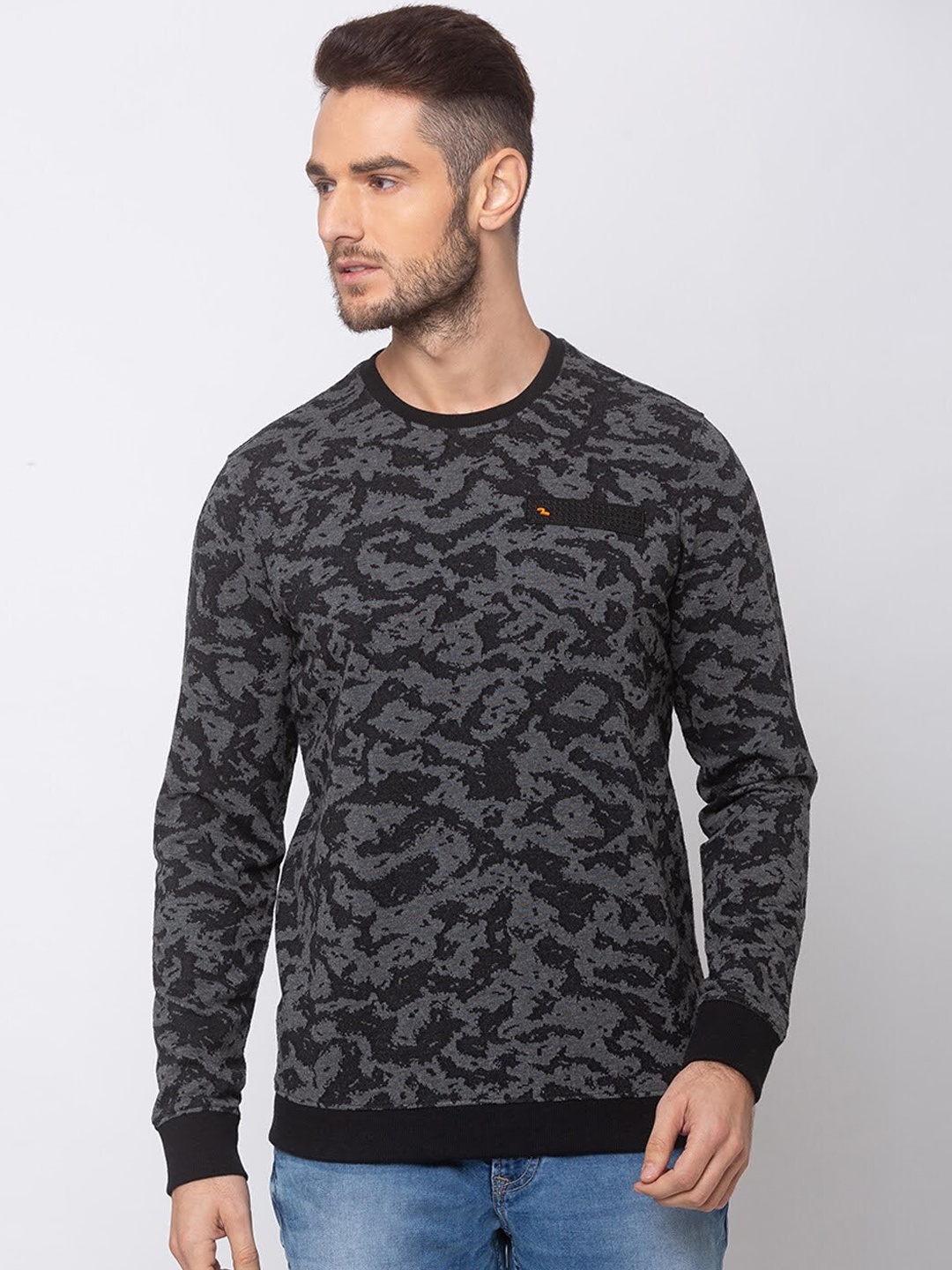 

SPYKAR Men Black Camouflage Sweatshirt