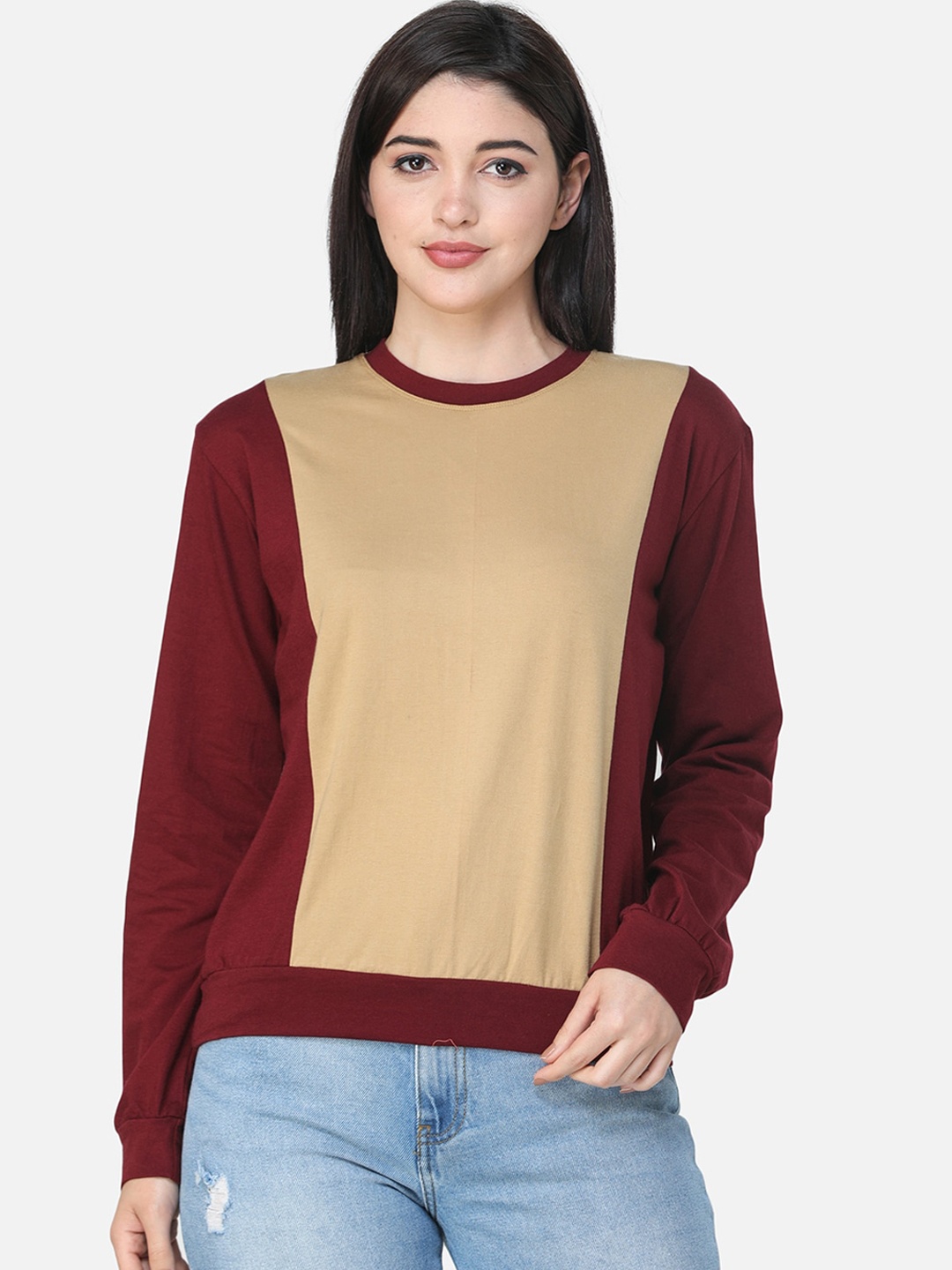

SCORPIUS Women Gold-Toned Colourblocked Top