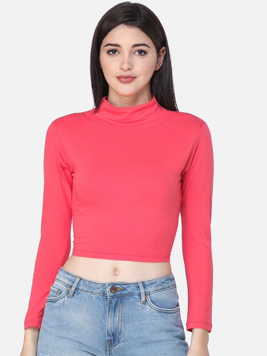 

SCORPIUS Women Coral Solid Fitted Top