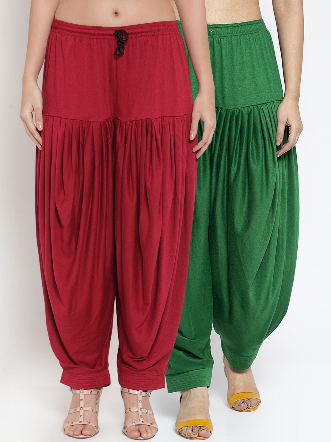 GRACIT Women Pack Of 2 Solid Patialas, Green