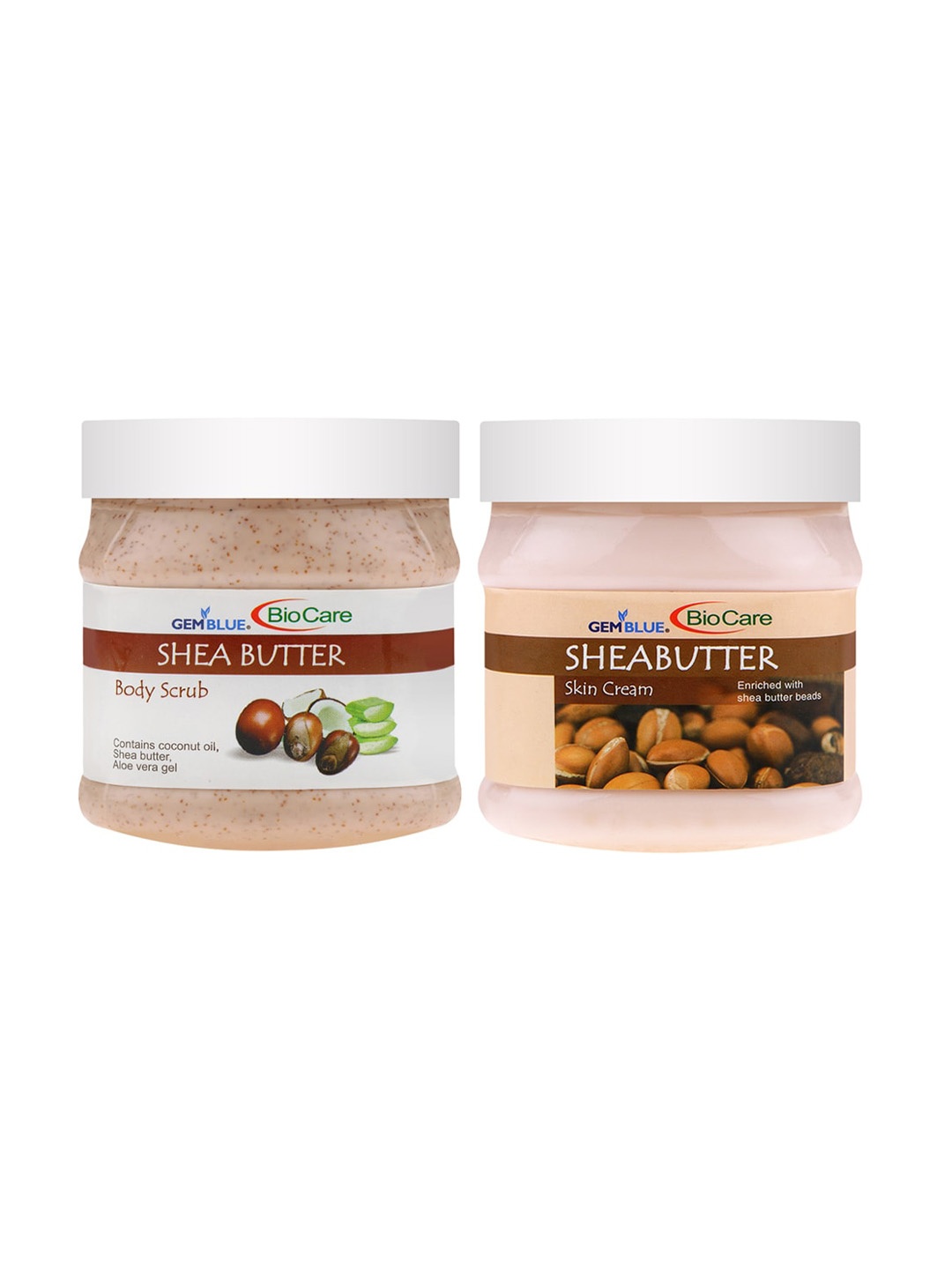 

GEMBLUE BioCare Combo of 2 Shea Butter Scrub & Shea Butter Mask - 500 ml each, White