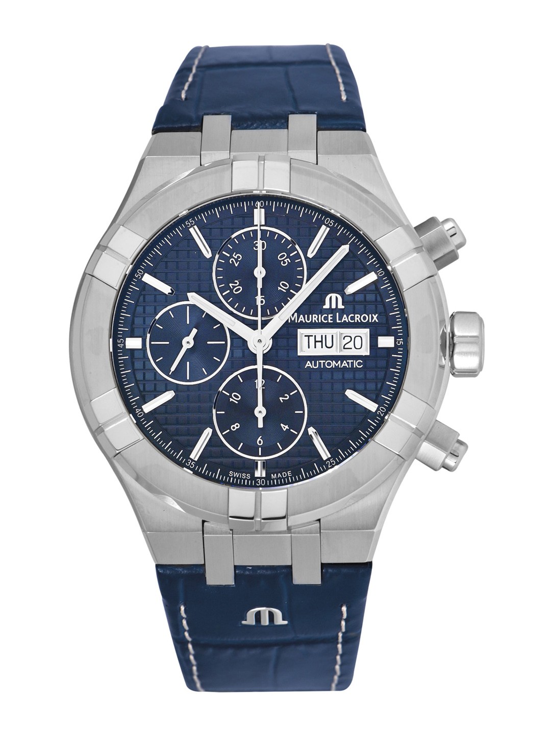 

MAURICE LACROIX Men Blue Analogue Leather Watch AI6038-SS001-430-1