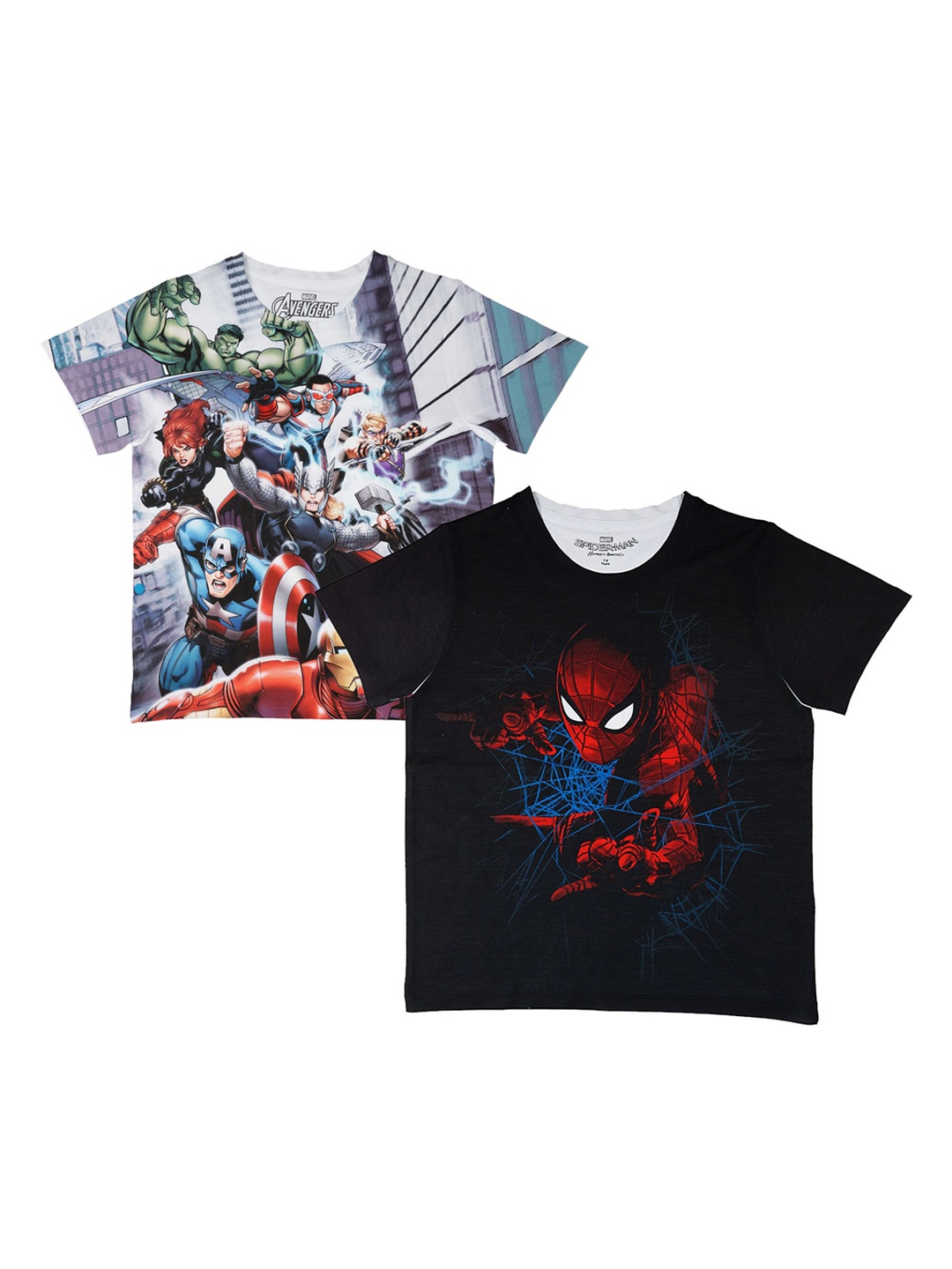 

Marvel by Wear Your Mind Boys Pack of 2 Printed Round Neck T-shirts, White
