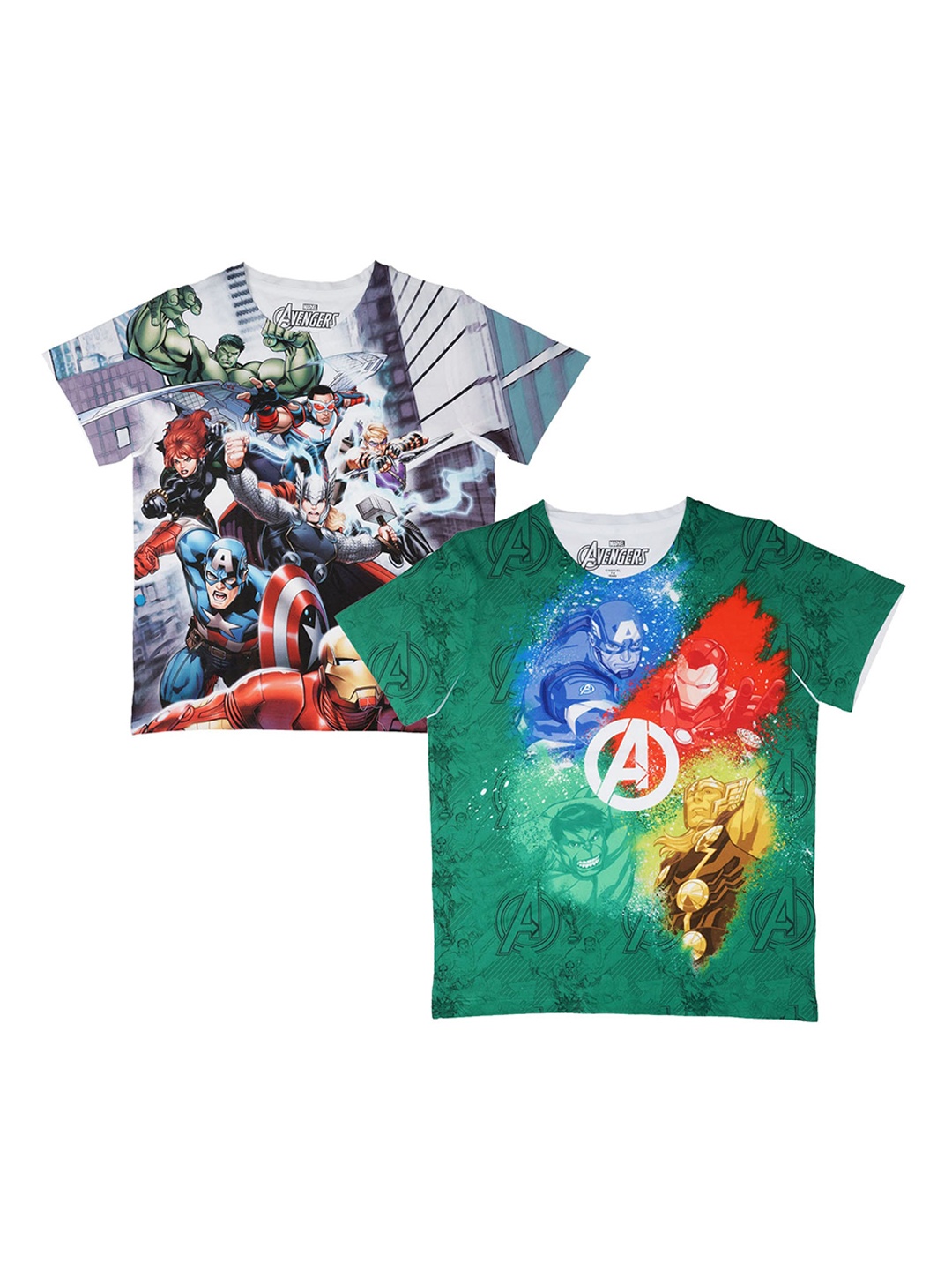 

Marvel by Wear Your Mind Boys Pack Of 2 White Printed Round Neck T-shirts