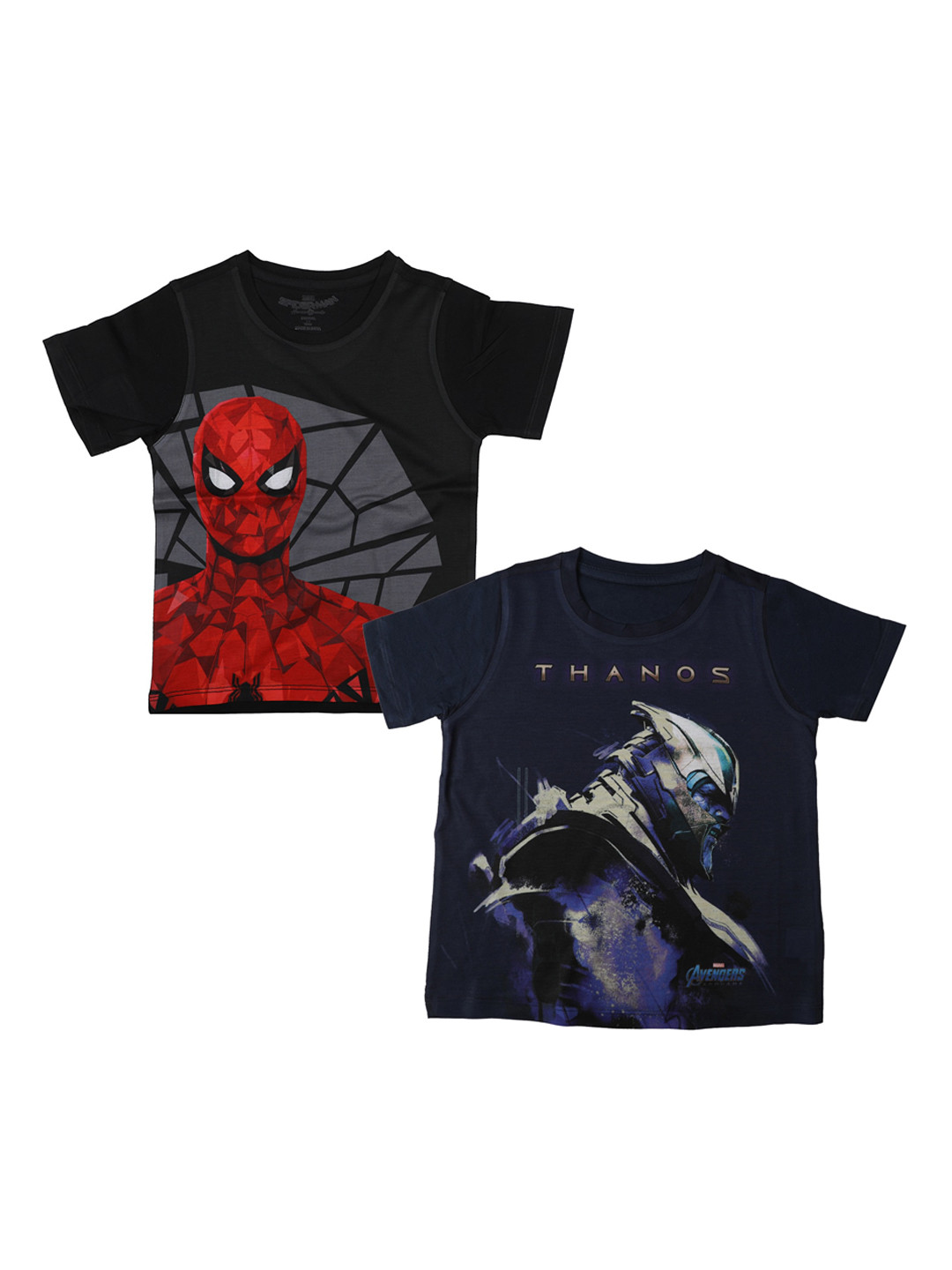 

Marvel by Wear Your Mind Boys Pack of 2 Black Spiderman Printed Round Neck T-shirts