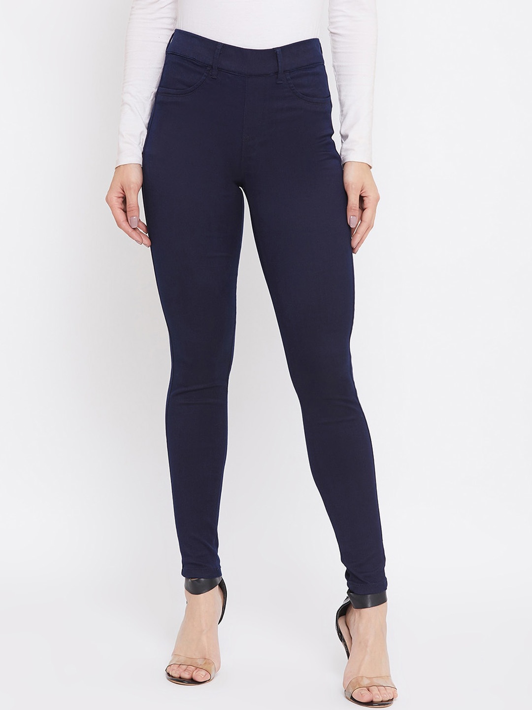 

Madame Women Navy Blue Skinny Fit High-Rise Clean Look Jeans
