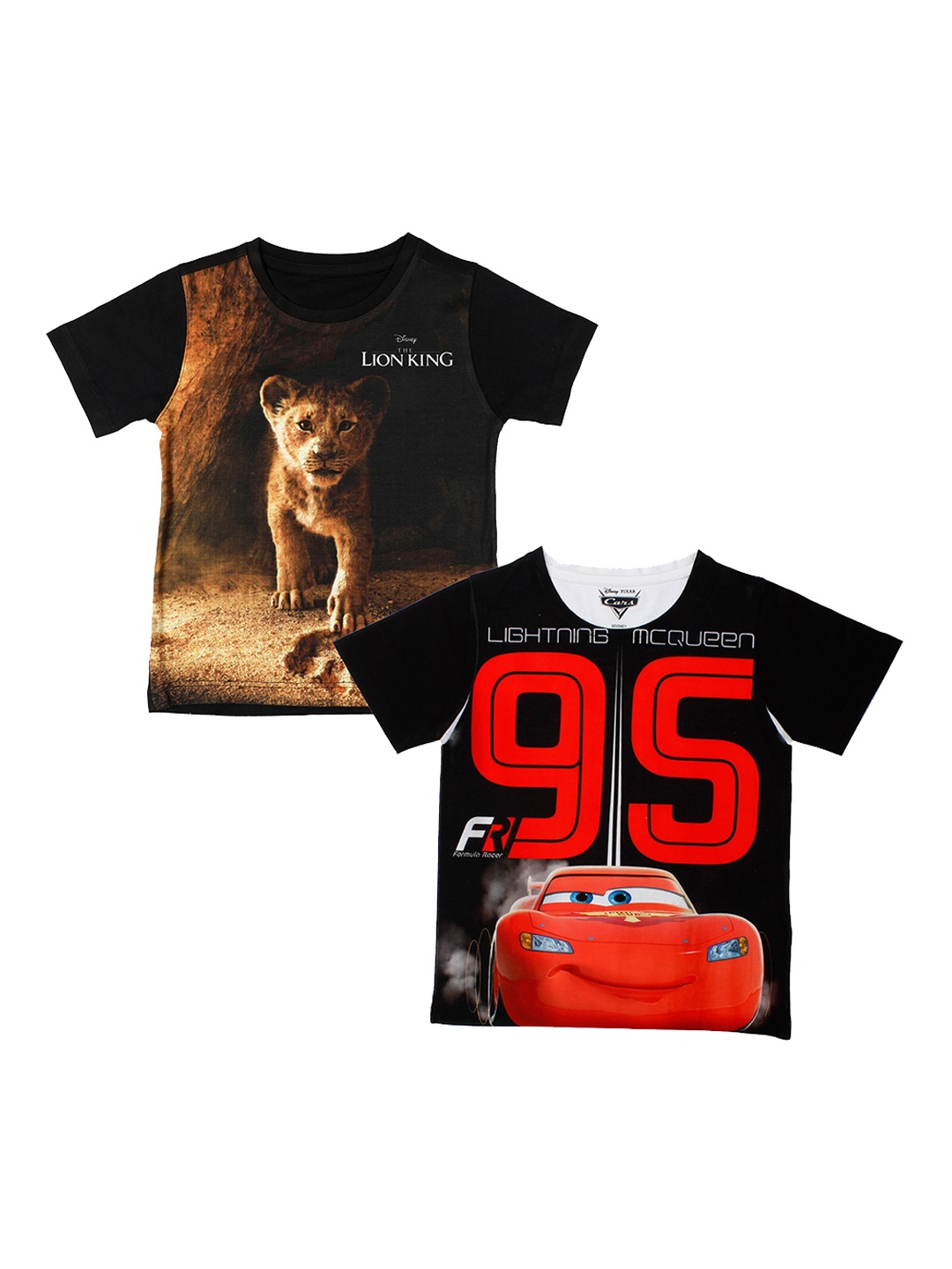 Disney by Wear Your Mind Boys Black Printed Round Neck T-shirt Pack of 2