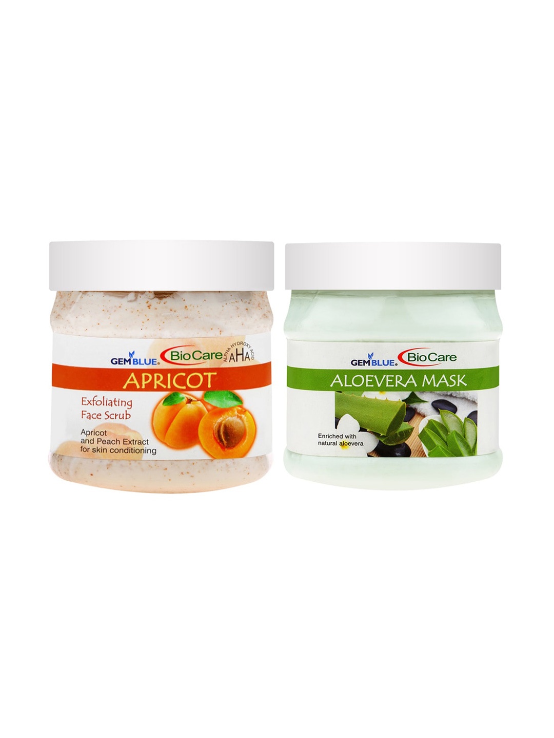 

GEMBLUE BioCare Unisex Set Of 2 Apricot Scrub & Aloevera Mask, Green