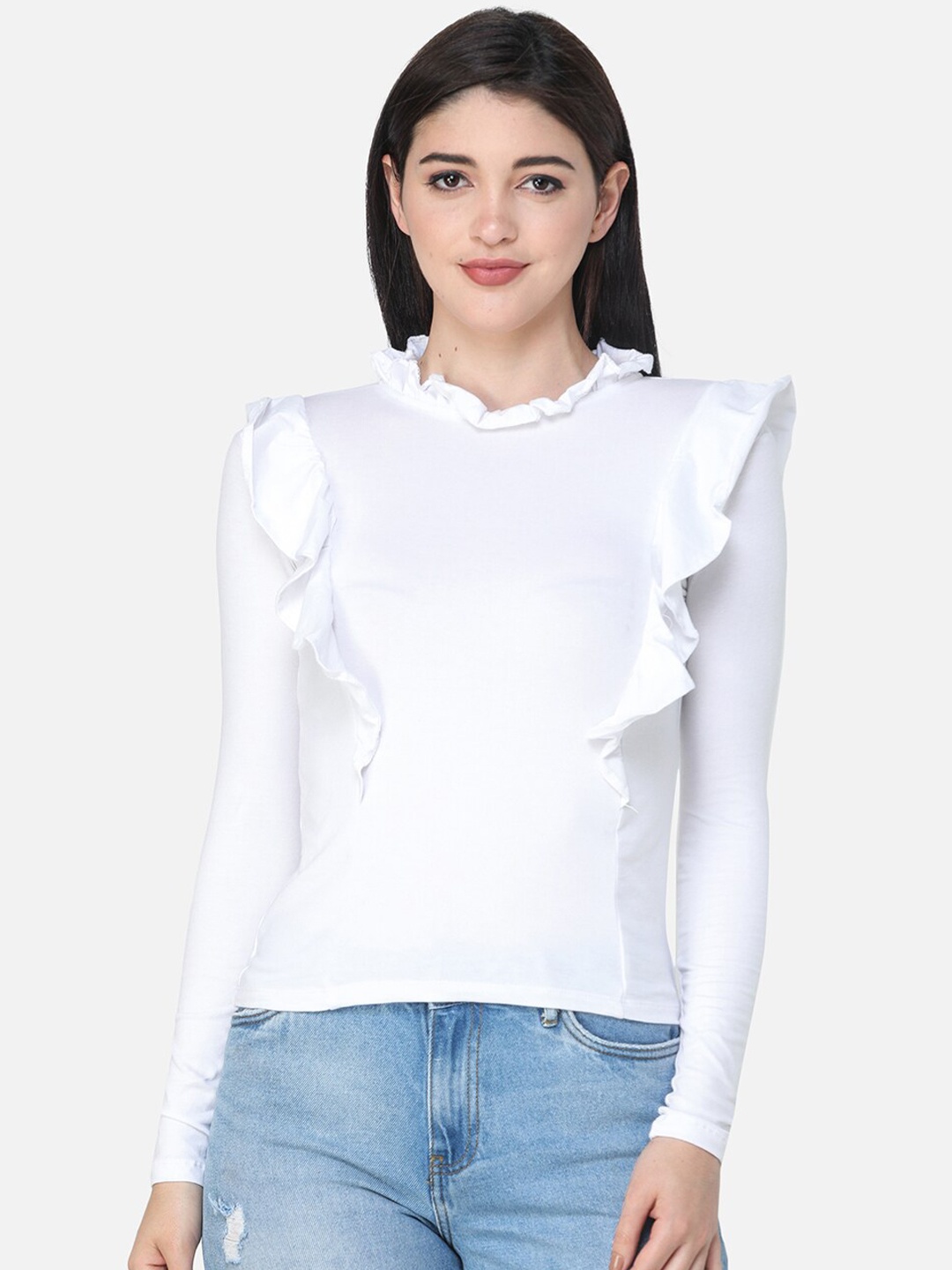 SCORPIUS Women White Solid Top
