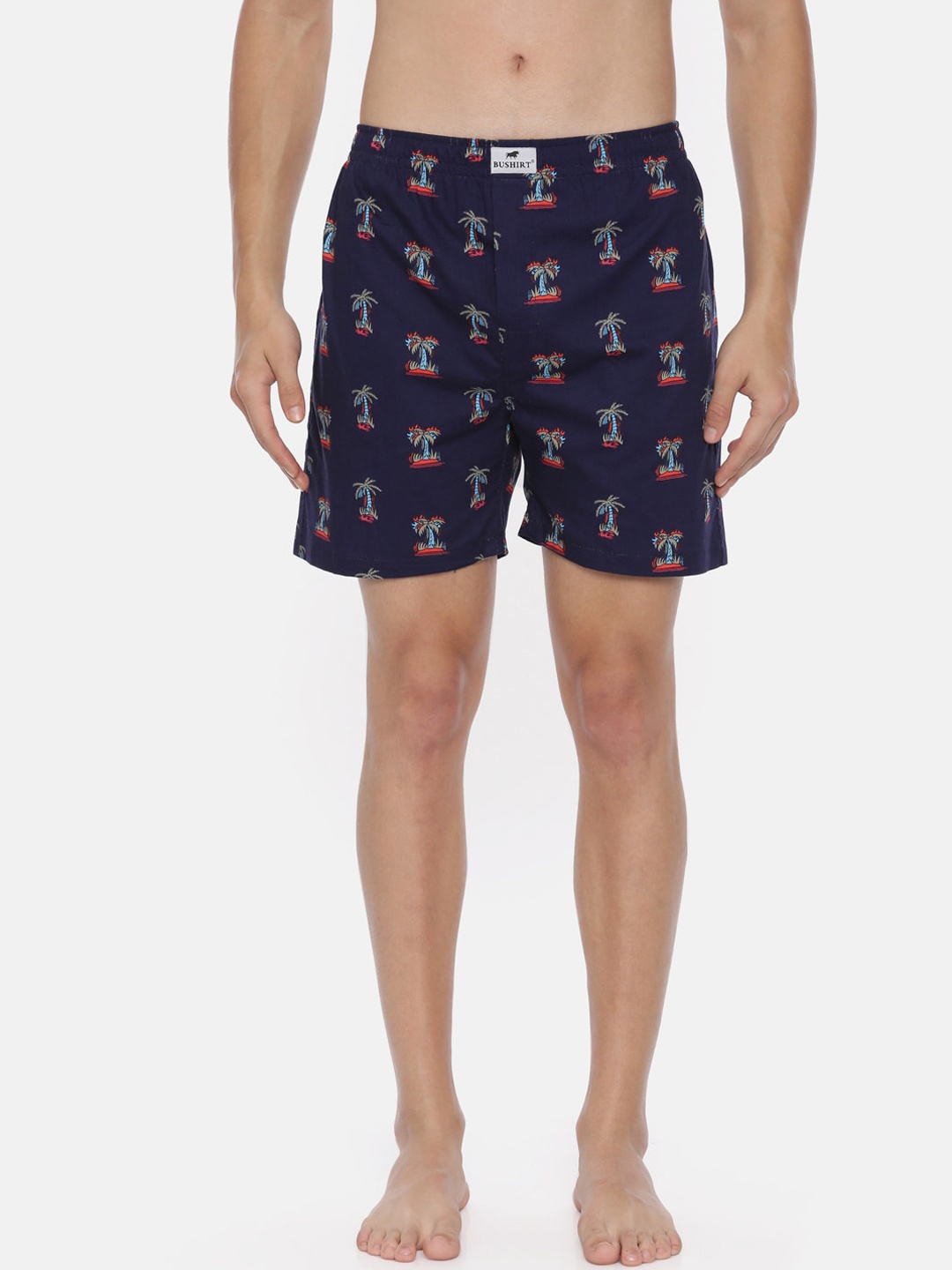

Bushirt Men Navy Blue & Red Printed Boxers BX00154