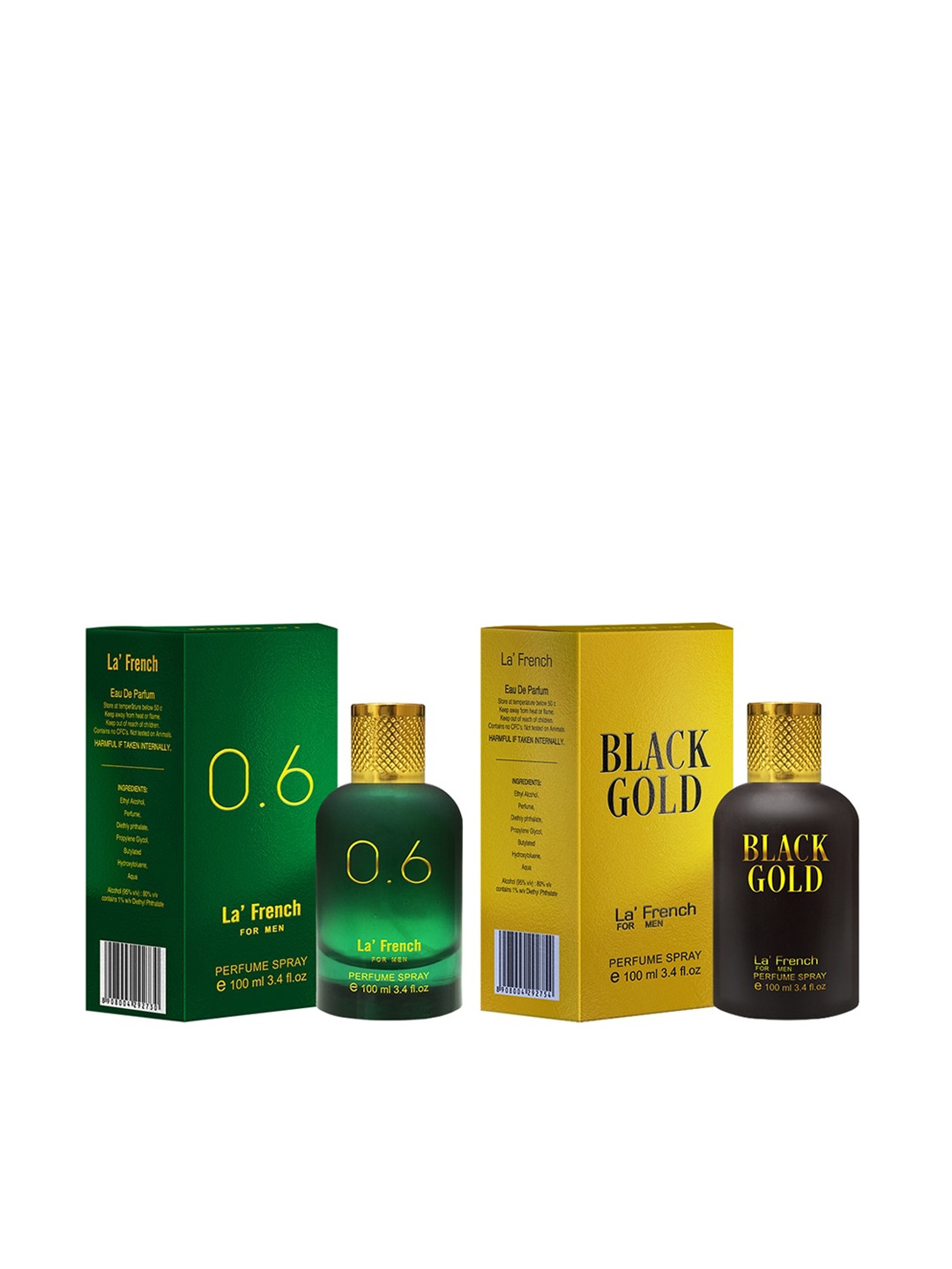 

La French Men Set Of 0.6 & Black Gold EDP 100ml Each, Green
