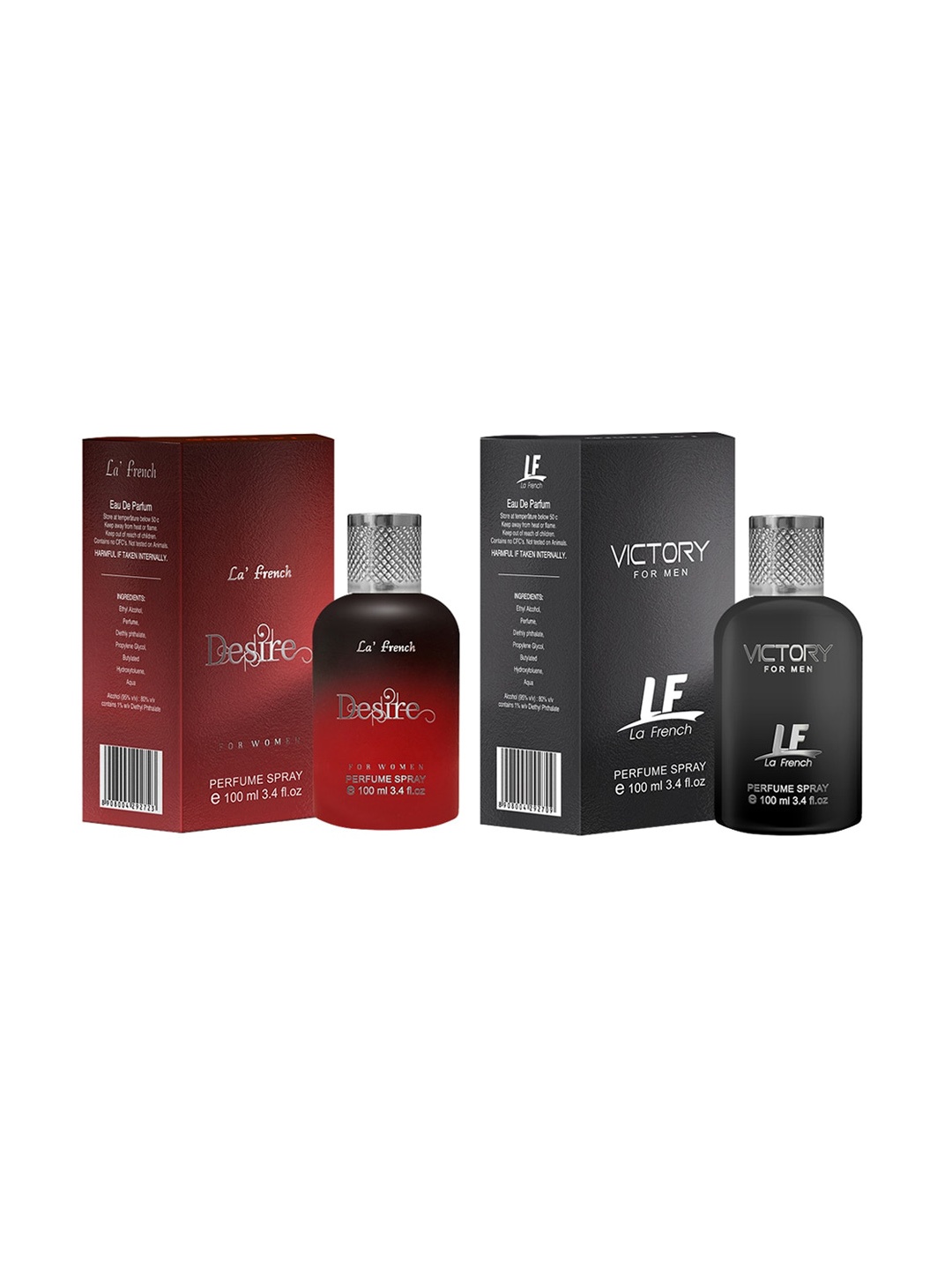 

La French Set of Men Victory & Women Desire Eau De Parfum - 100ml Each, Black