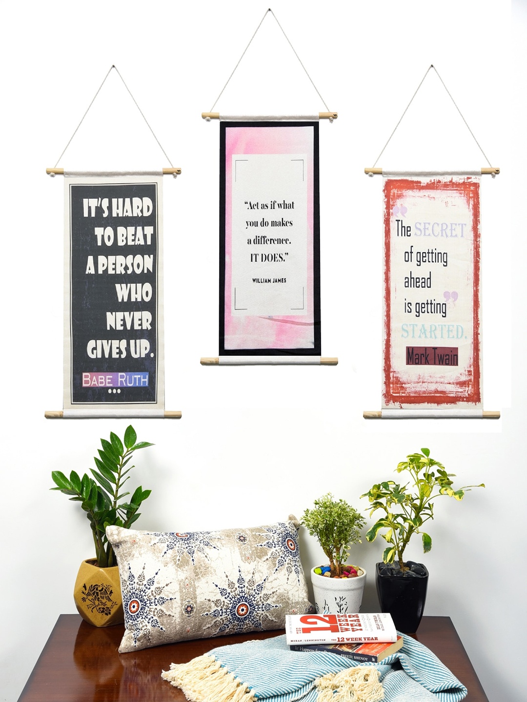 

BELLA TRUE Set of 3 Digital Printed Wall Hangings, Black