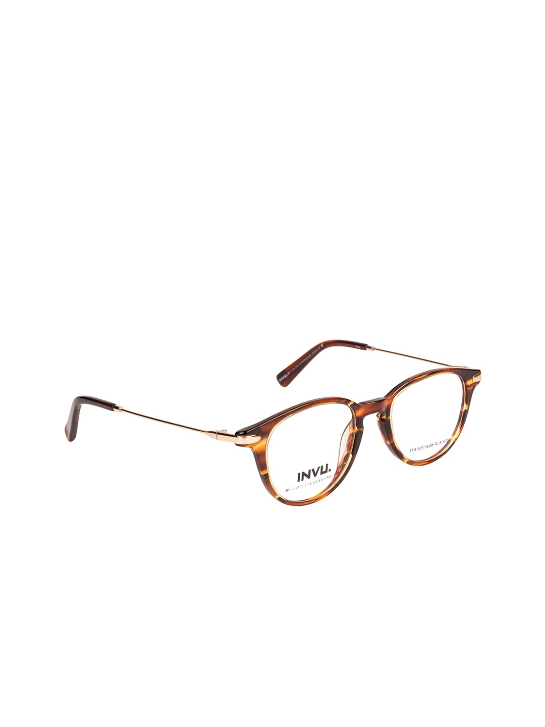 

INVU Women Red & Brown Tortoise Shell Full Rim Round Frames