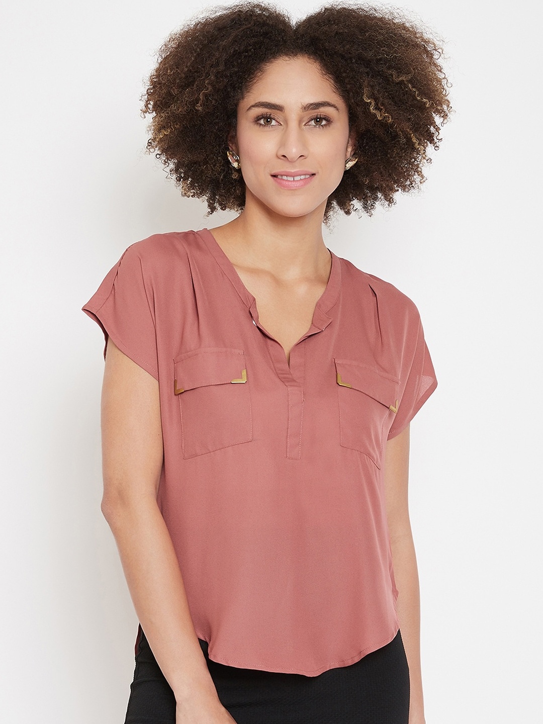 

La Zoire Women Pink Solid Shirt Style Top