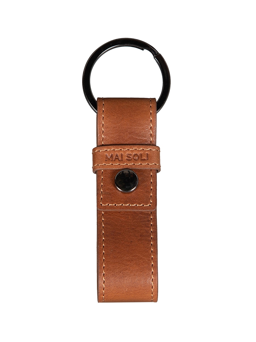 

MAI SOLI Unisex Brown Solid Leather Metal Key Ring