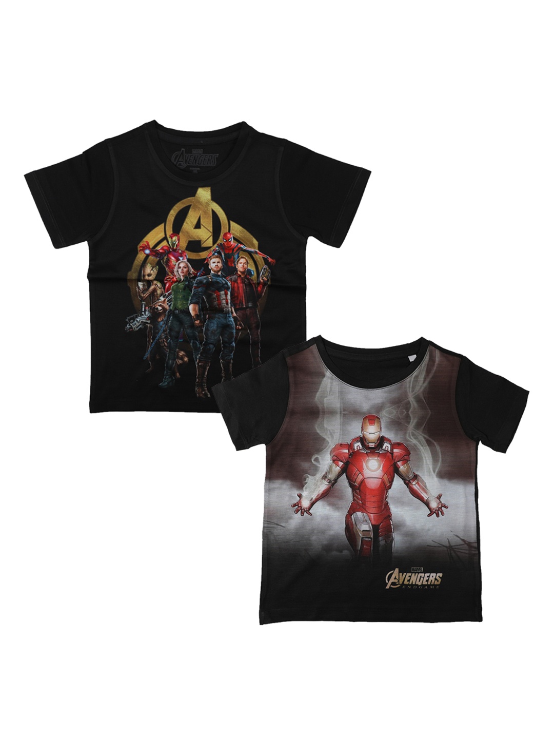 

Marvel by Wear Your Mind Boys Pack of2 Black Printed Round Neck T-shirts