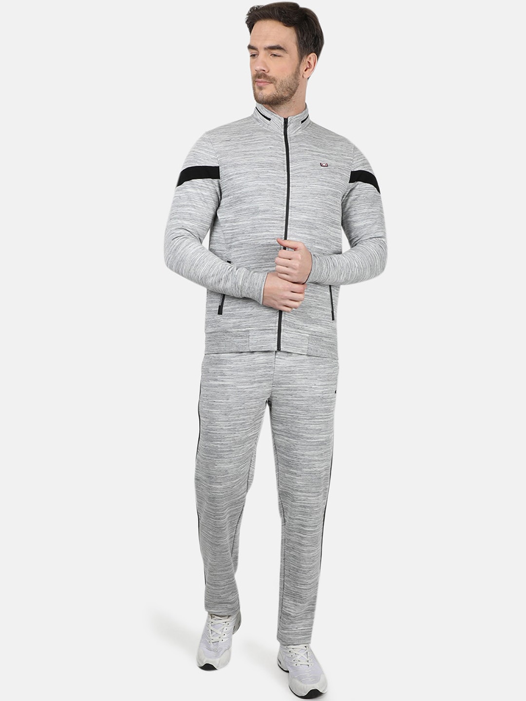 

Monte Carlo Men Grey Self Design High Neck T-shirt