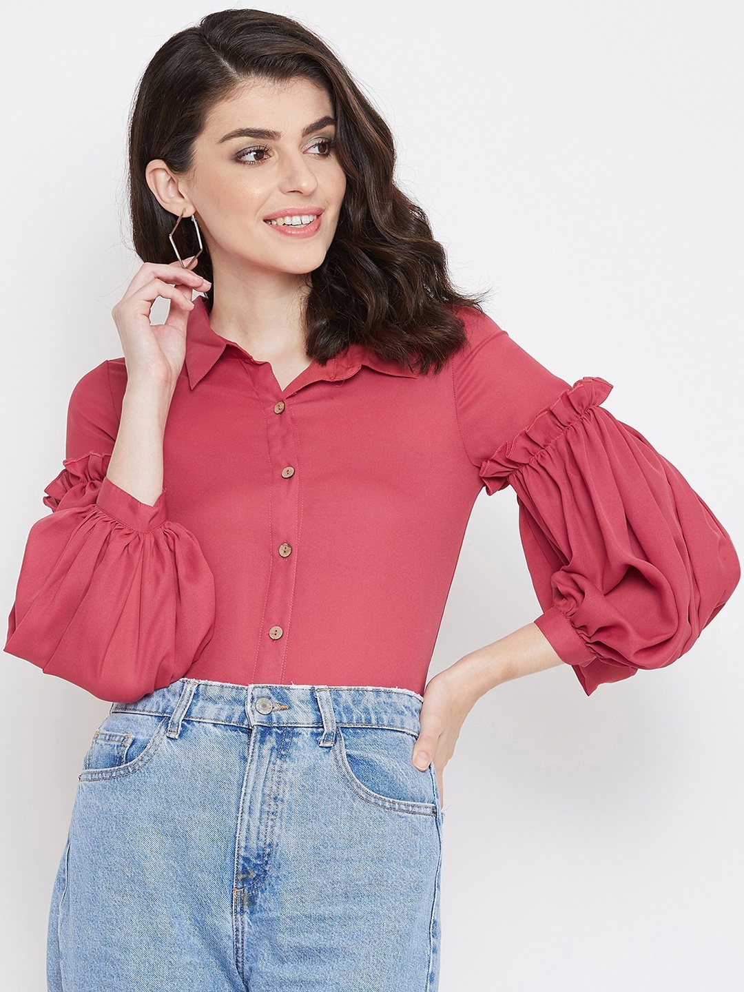 

La Zoire Women Pink Regular Fit Solid Casual Shirt